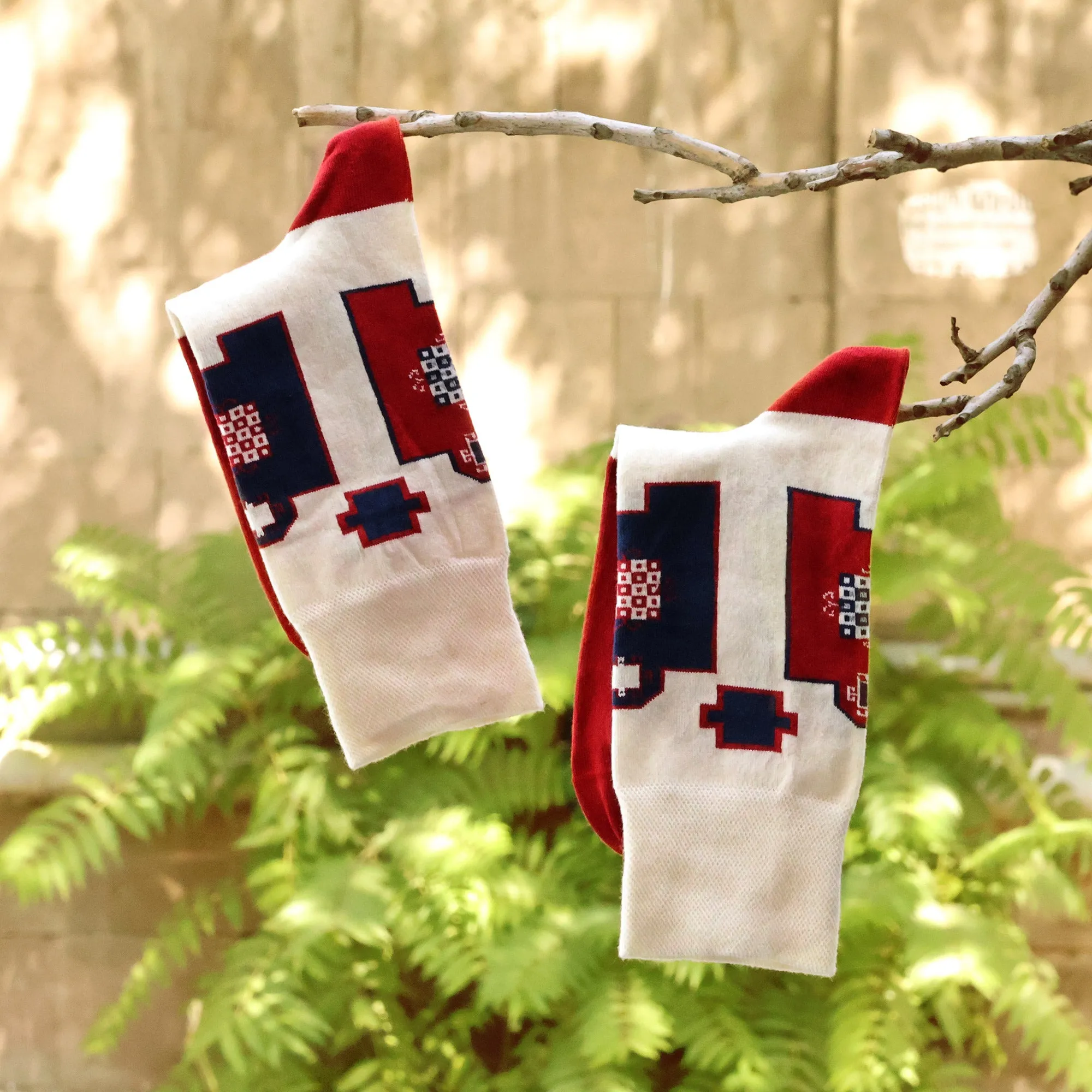Cotton Blend Socks with Traditional Armenian Patterns - Yerevan Patterns | NOVICA