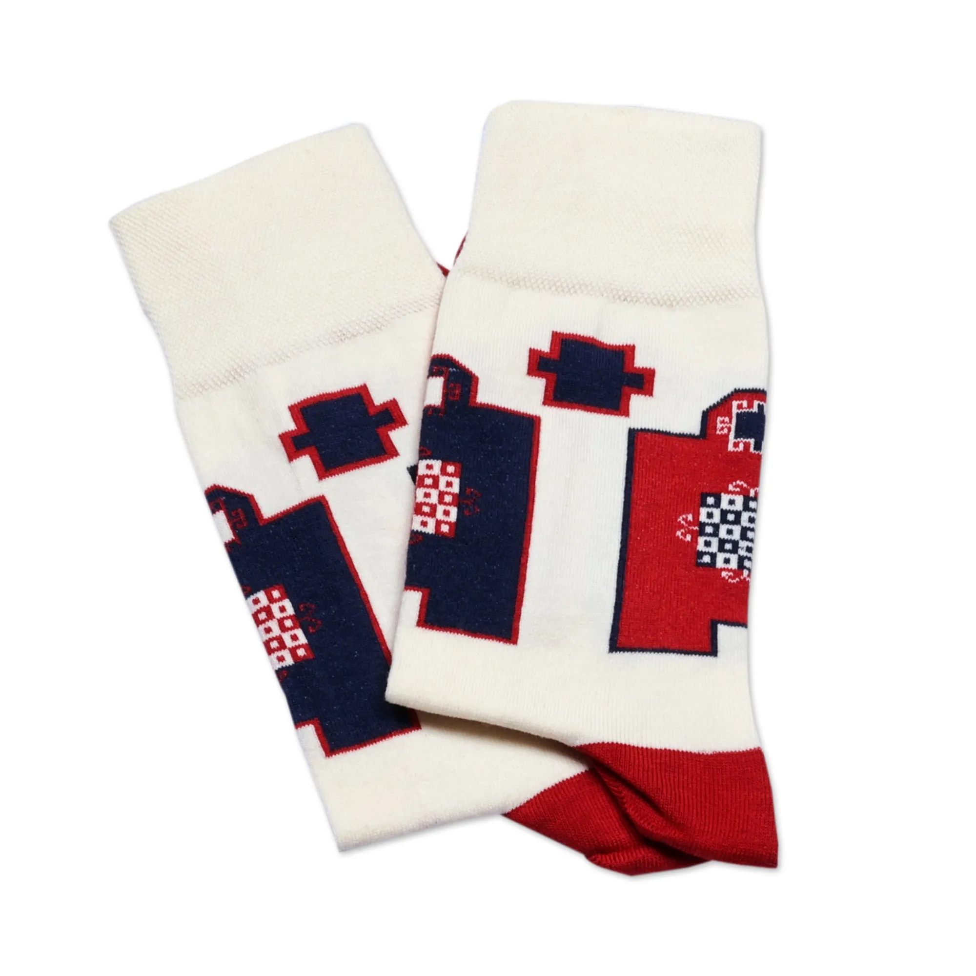 Cotton Blend Socks with Traditional Armenian Patterns - Yerevan Patterns | NOVICA