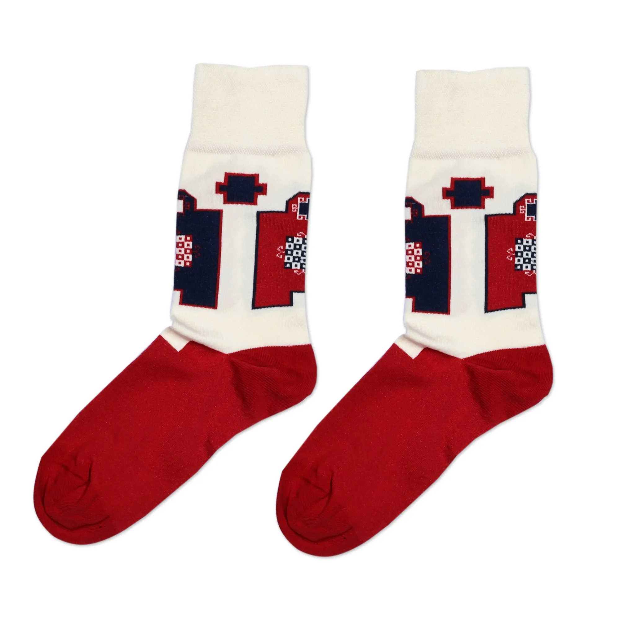 Cotton Blend Socks with Traditional Armenian Patterns - Yerevan Patterns | NOVICA