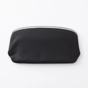 Cow Leather Clasp Long Wallet - Black Color - , Change Purse, Japanese Gamaguchi Wallet