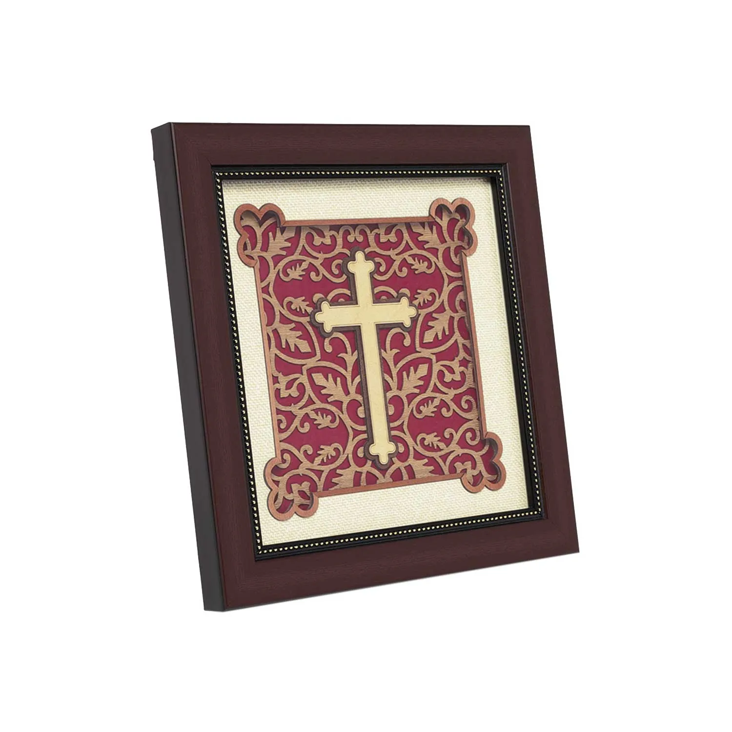 Cross Sign Wood Art Frame 8 in x 8 in