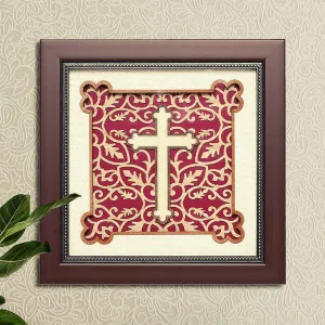 Cross Sign Wood Art Frame 8 in x 8 in
