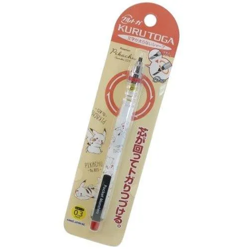 CUTE MODEL x UNI KURU TOGA Rotating Mechanical Pencil Automatic Pen Pikachu Pok?‡mon 0.3mm
