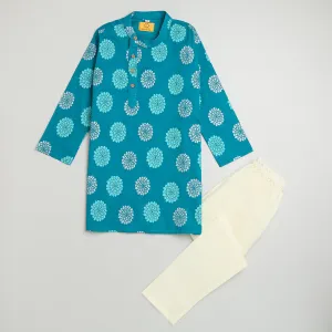 Dazzling Flower Boys Ethnic Wear- Blue