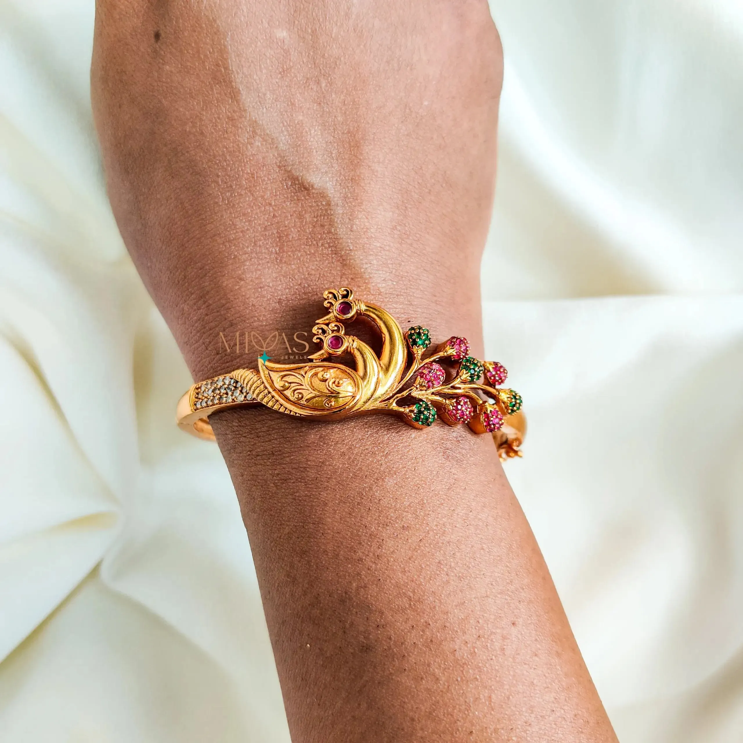 Dazzling Peacock Design AD Stone Bracelet