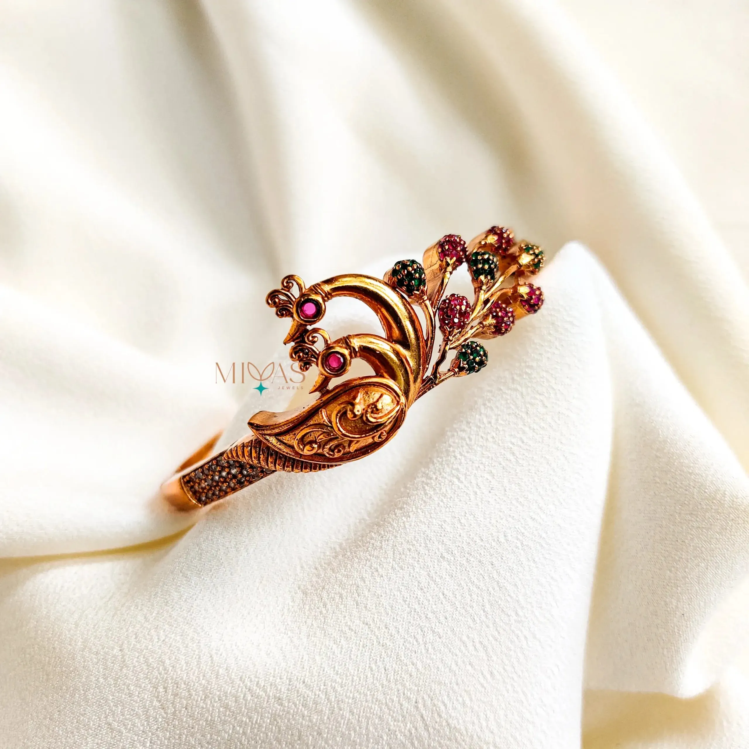 Dazzling Peacock Design AD Stone Bracelet