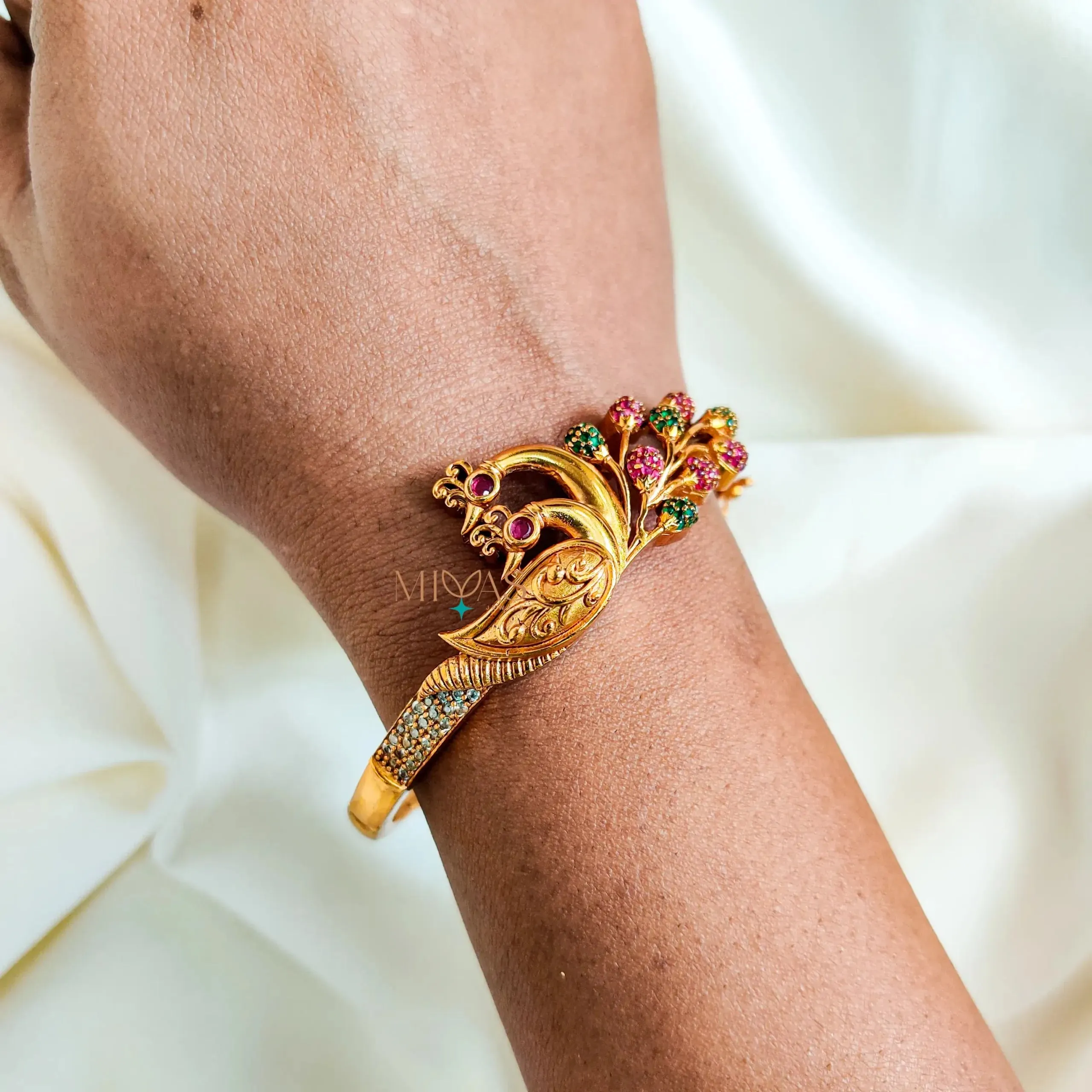 Dazzling Peacock Design AD Stone Bracelet