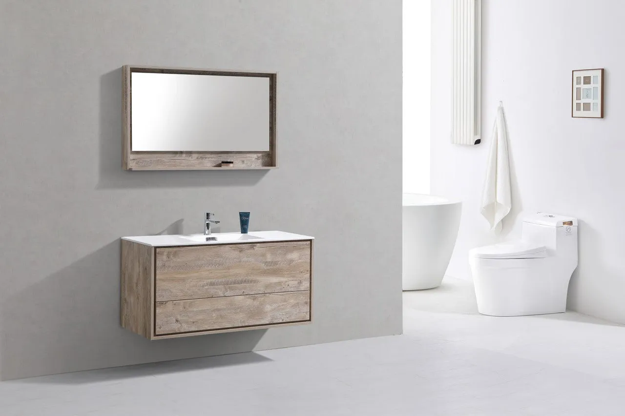 DeLusso 48" Single Sink Nature Wood Wall Mount Modern Bathroom Vanity