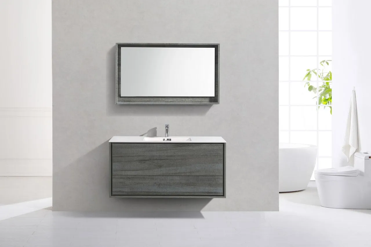 DeLusso 48" Single Sink Ocean Gray Wall Mount Modern Bathroom Vanity