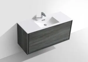 DeLusso 48" Single Sink Ocean Gray Wall Mount Modern Bathroom Vanity