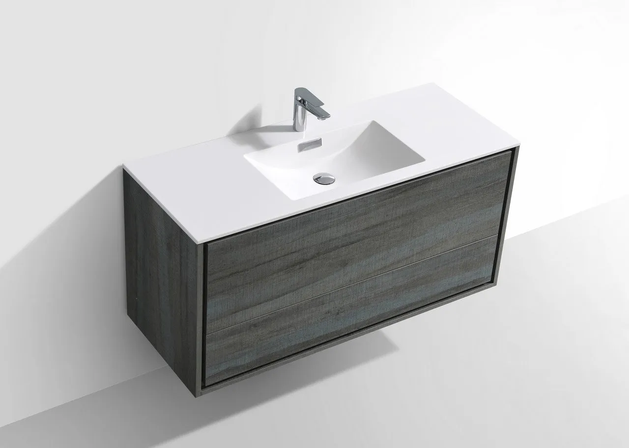 DeLusso 48" Single Sink Ocean Gray Wall Mount Modern Bathroom Vanity