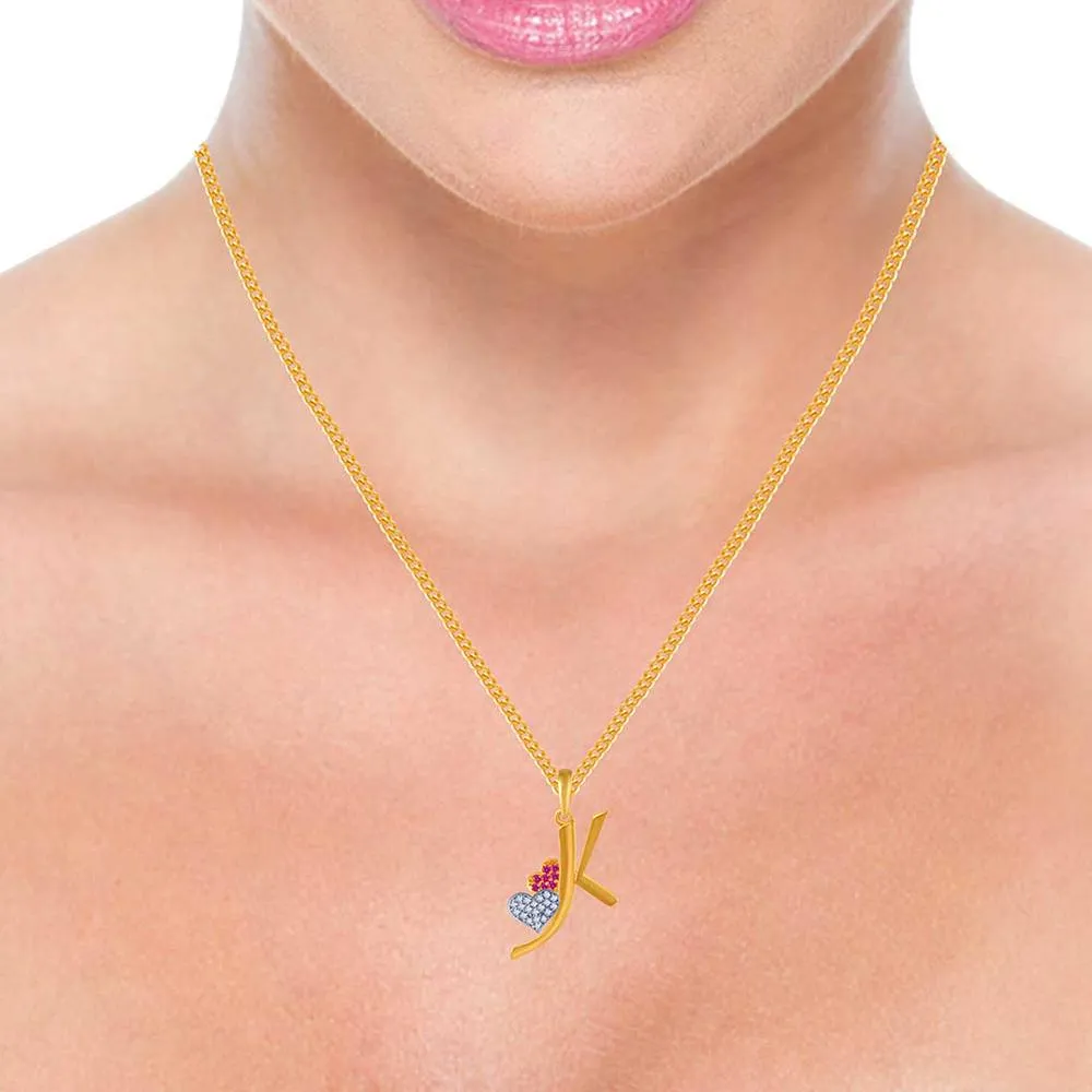 Double Embellished Hearts With Initials 14k Gold Pendant