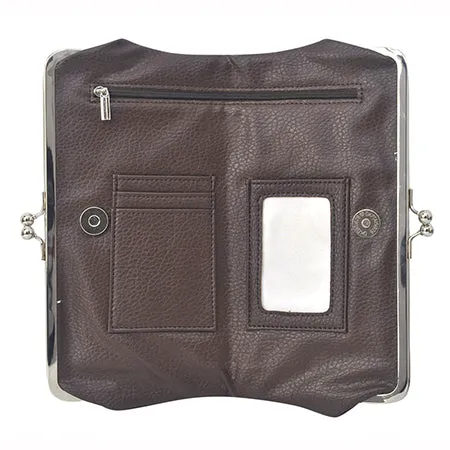 Double Frame Chocolate Brown NGIL Vintage Style Wallet