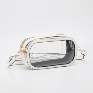 Double Zip Clear Bag-White