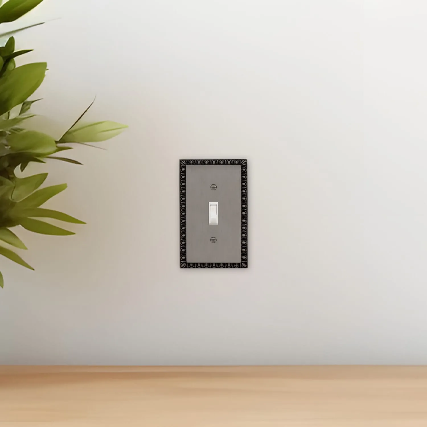 Egg & Dart Switch Plate with Single Toggle in Antique Pewter