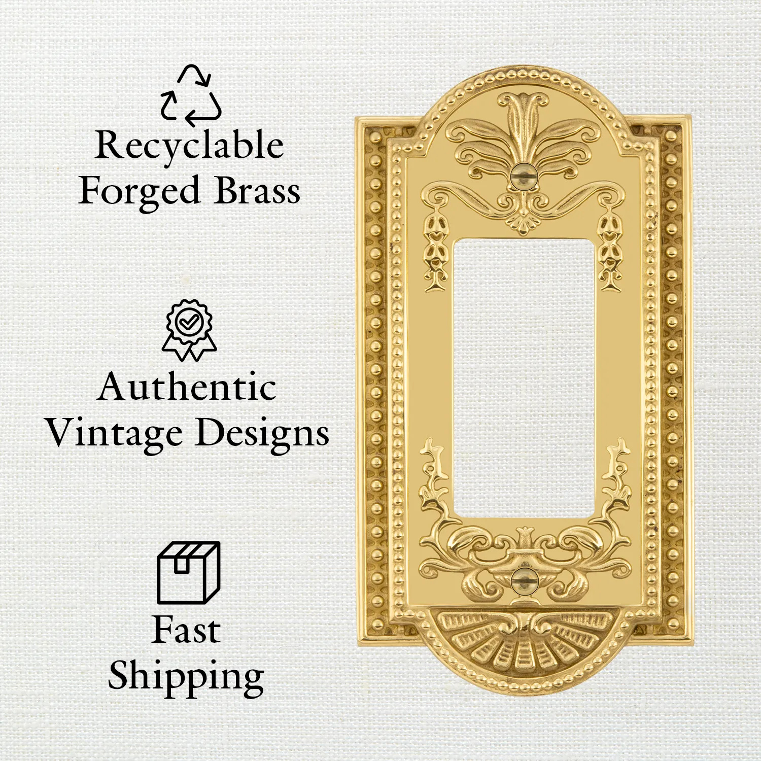 Egg & Dart Switch Plate with Triple Toggle in Antique Brass