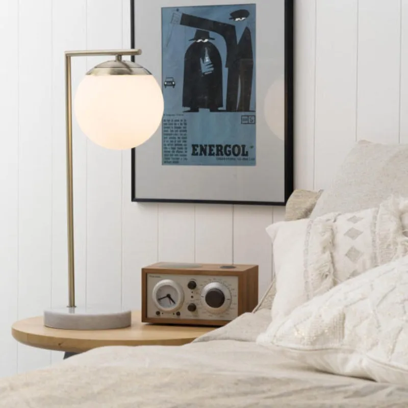 Elegant Antique Brass & Marble Table Lamp