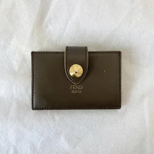 Fendi Dark Green Leather Compact Wallet