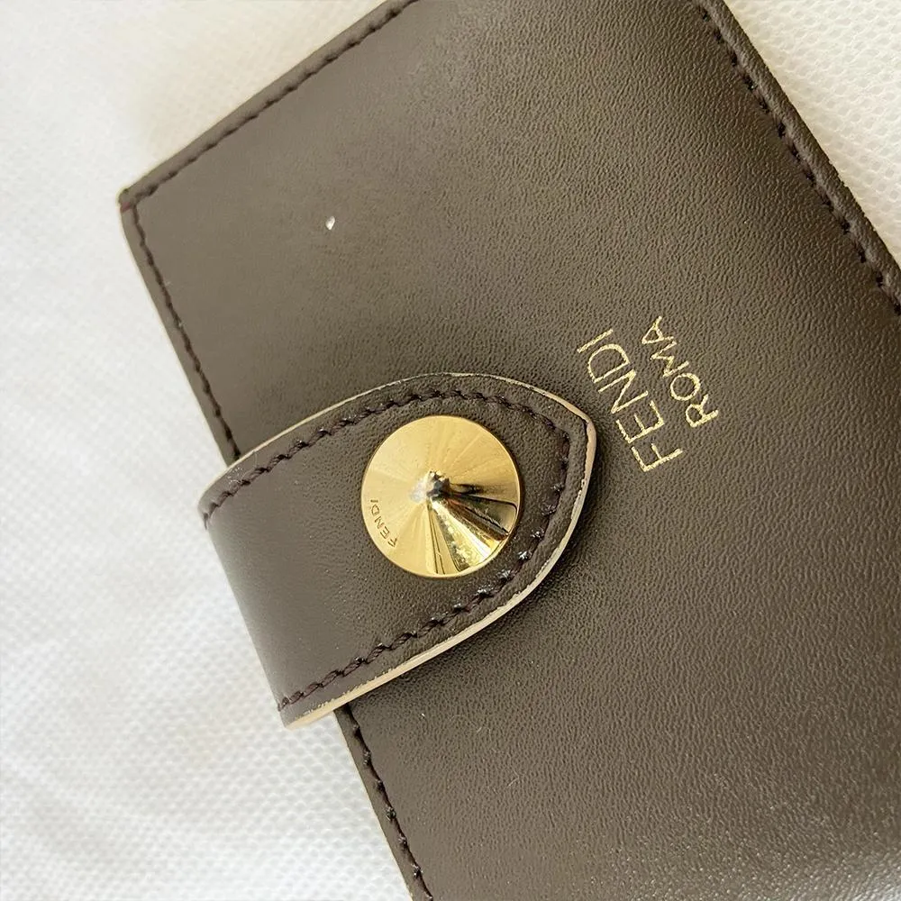 Fendi Dark Green Leather Compact Wallet