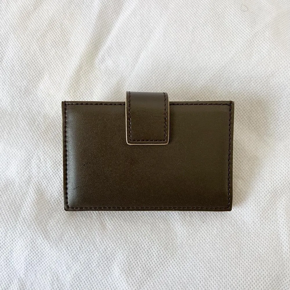 Fendi Dark Green Leather Compact Wallet