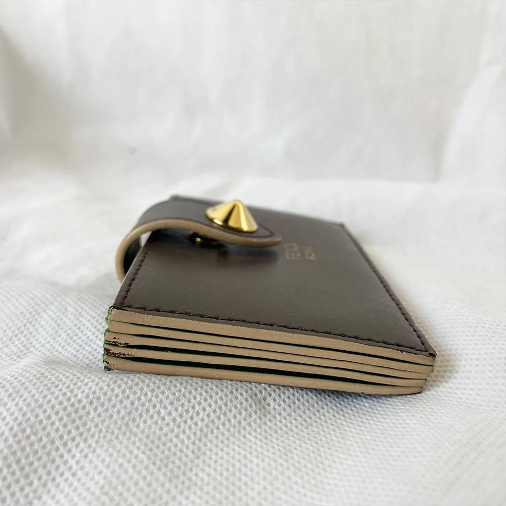 Fendi Dark Green Leather Compact Wallet