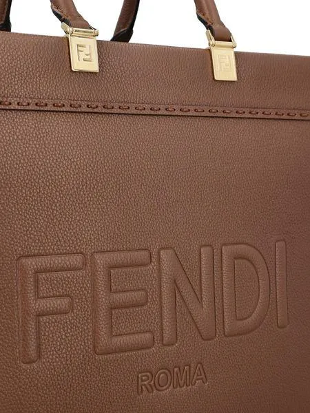 FENDI Medium Pebbled Calfskin Tote Handbag