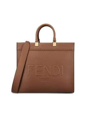 FENDI Medium Pebbled Calfskin Tote Handbag
