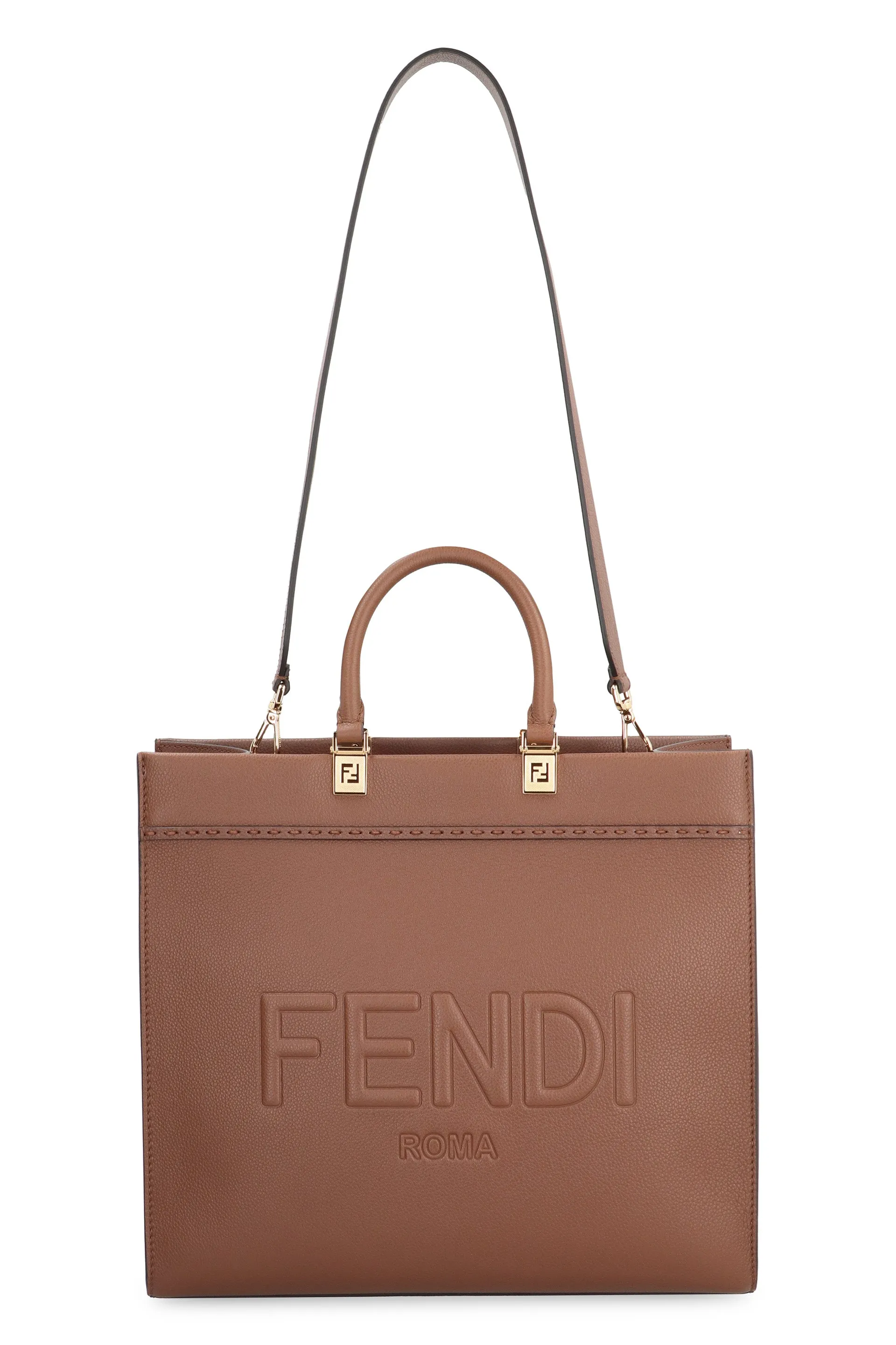 FENDI Medium Pebbled Calfskin Tote Handbag