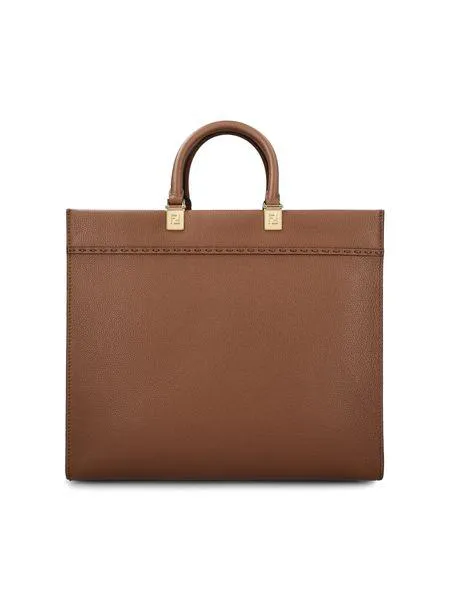 FENDI Medium Pebbled Calfskin Tote Handbag