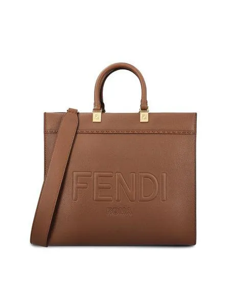 FENDI Medium Pebbled Calfskin Tote Handbag