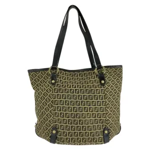 Fendi Vintage Zucchino Canvas Leather Tote Bag