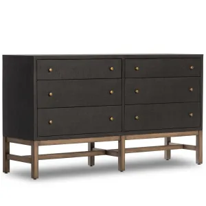 Fiona 6 Drawer Dresser, Black Raffia