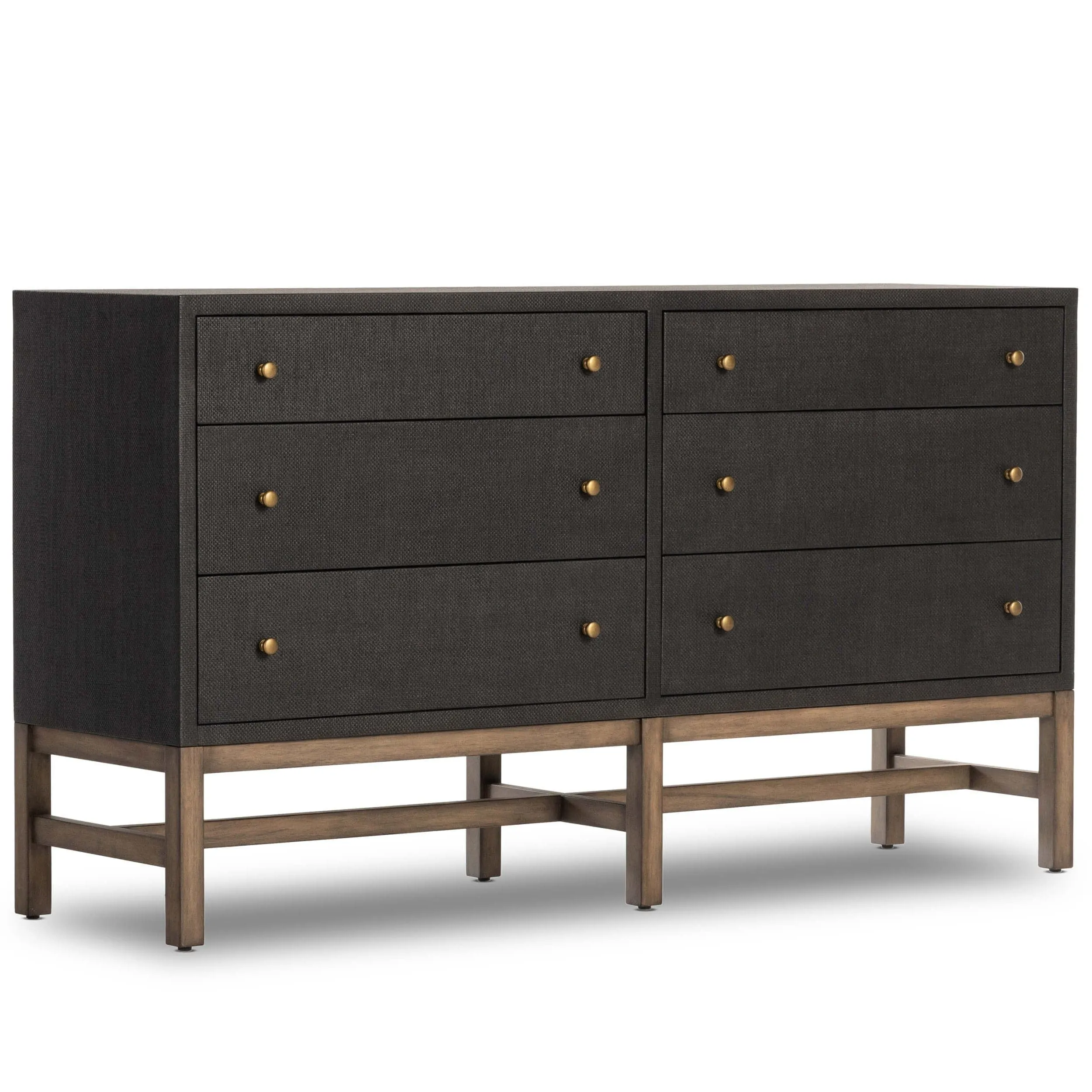 Fiona 6 Drawer Dresser, Black Raffia