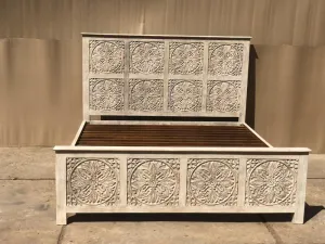 Flower Carved Bed Panels