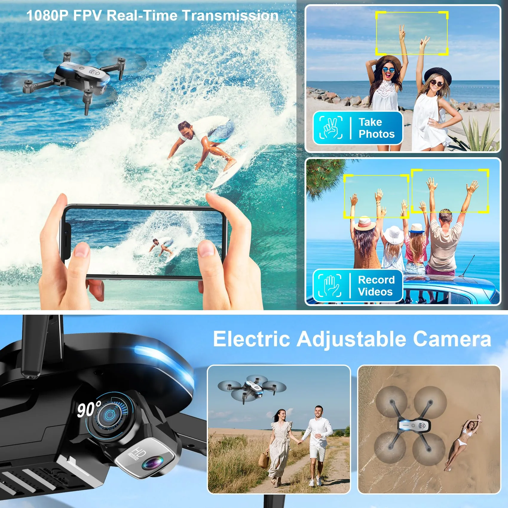 FPV Foldable Mini Drone with 1080P Camera