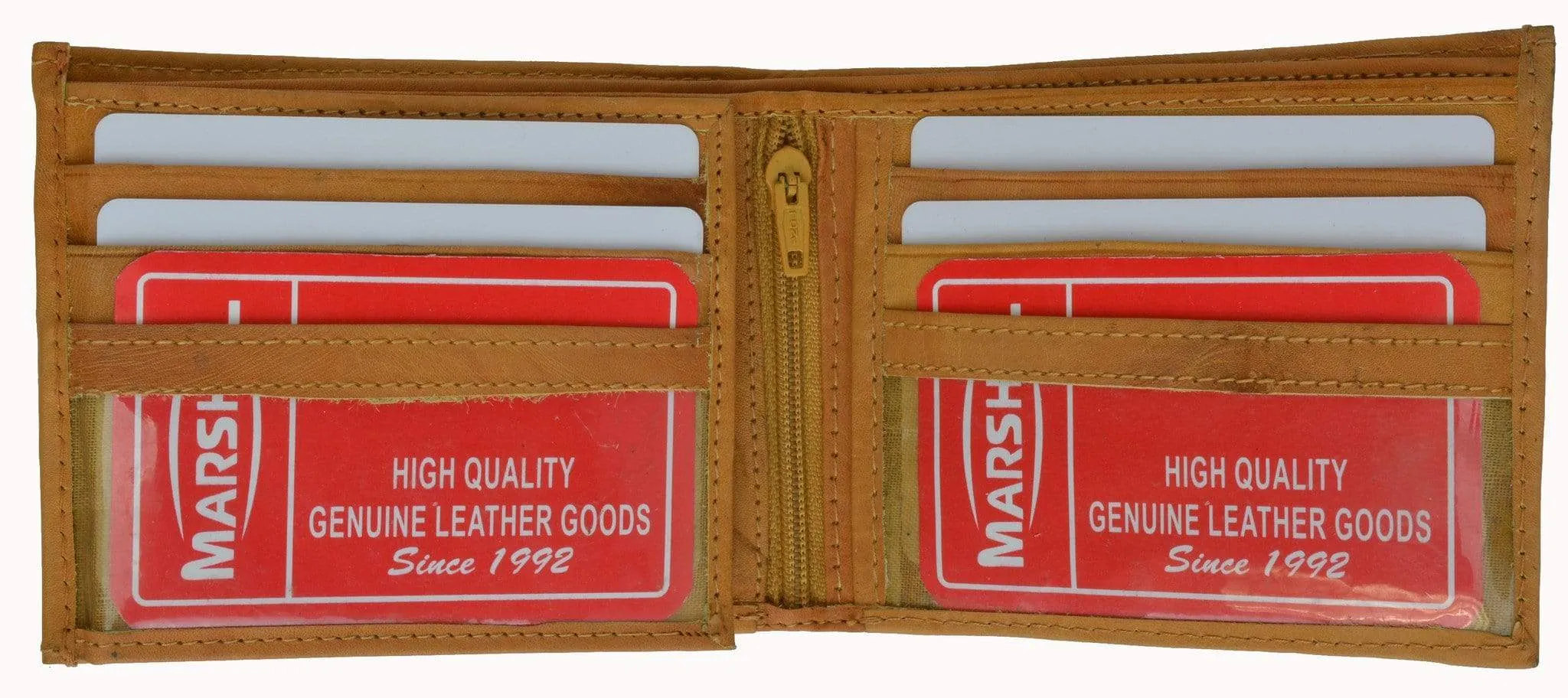 Genuine Leather Bifold 3 ID Windows Card Key Holder Wallet 1792 CF