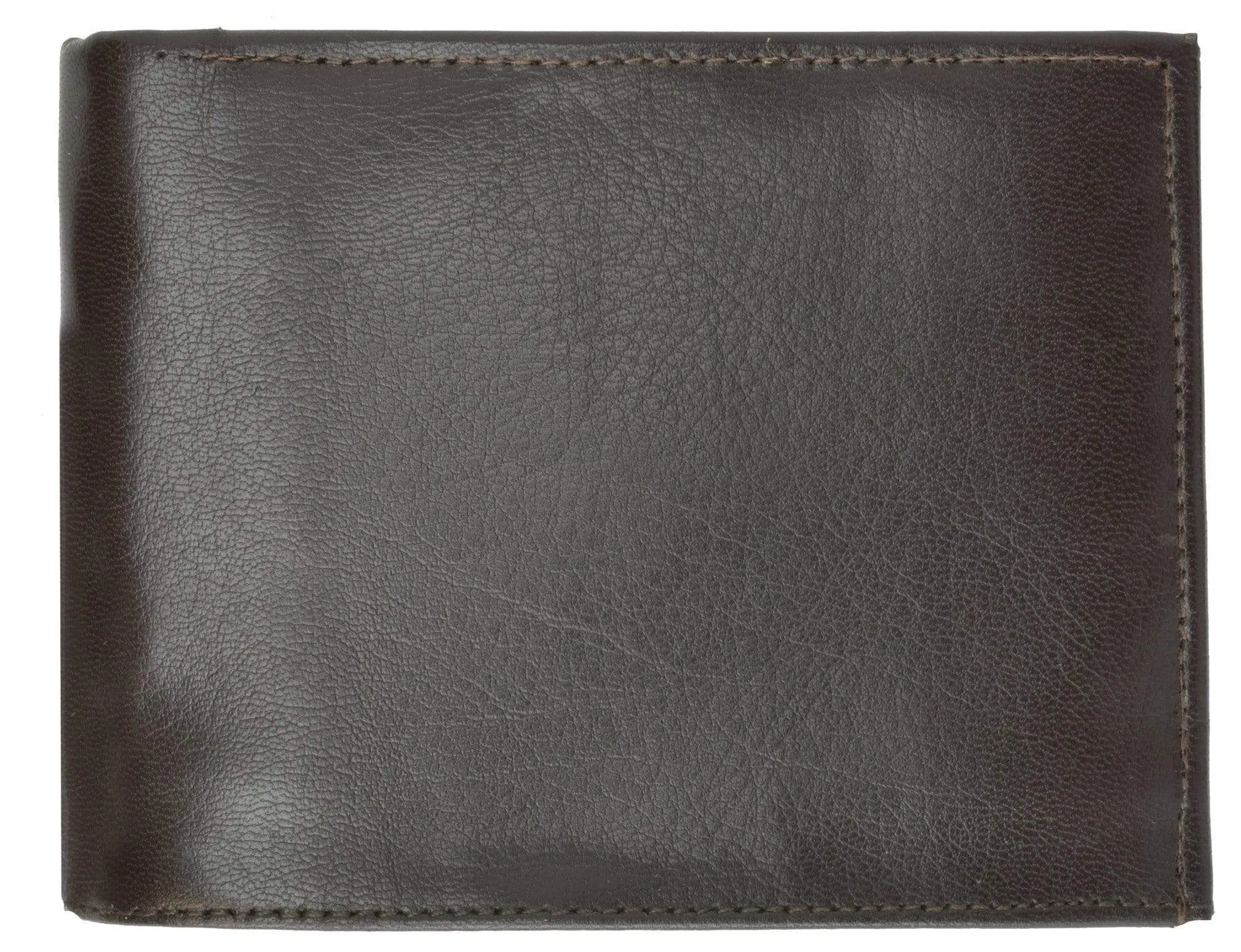 Genuine Leather Mens Bifold Wallet Button Snap Flap Out 1533 CF