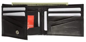 Genuine Leather Mens Bifold Wallet Button Snap Flap Out 1533 CF