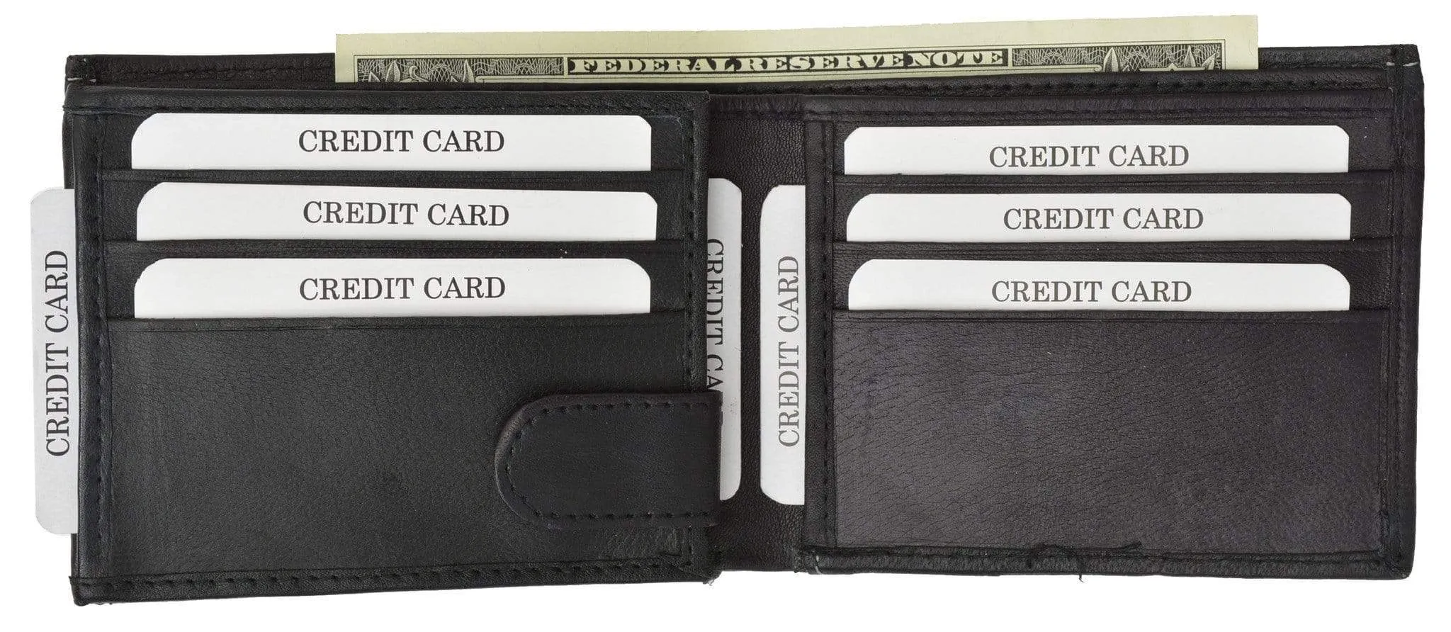 Genuine Leather Mens Bifold Wallet Button Snap Flap Out 1533 CF