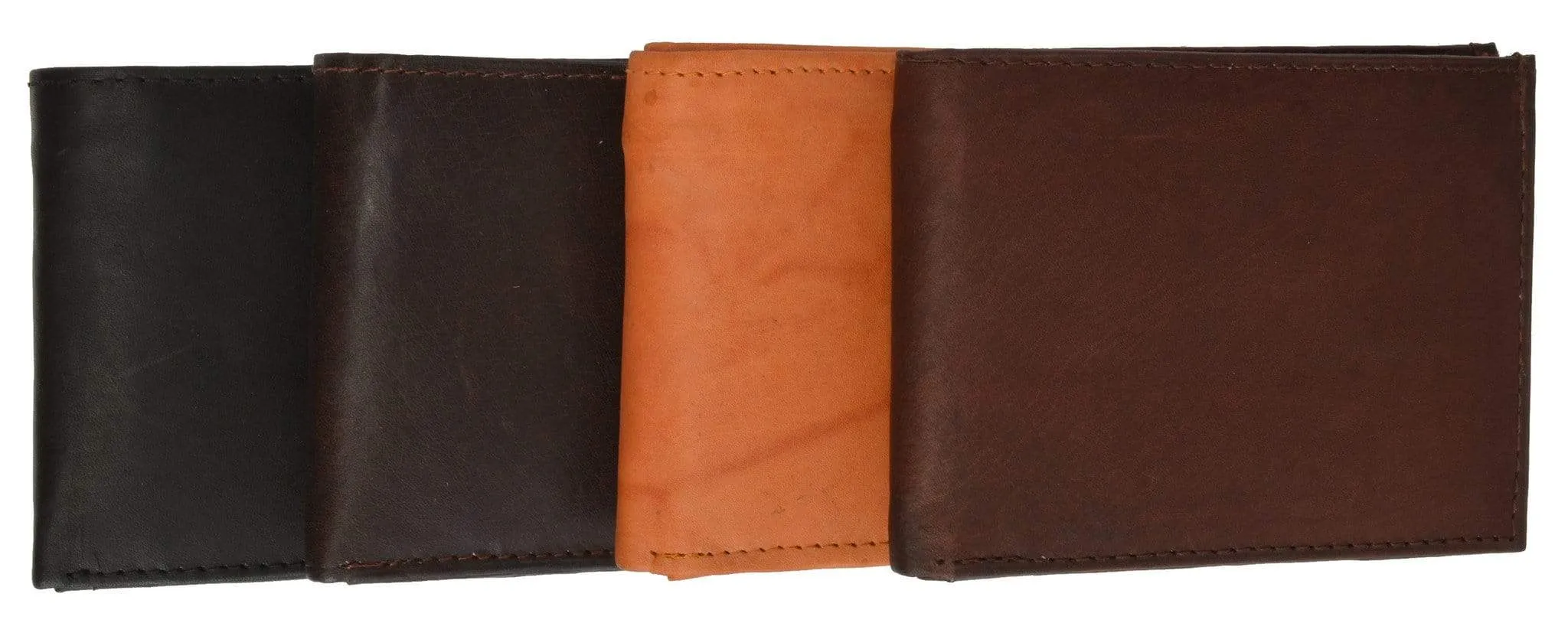 Genuine Leather Mens Bifold Wallet Button Snap Flap Out 1533 CF