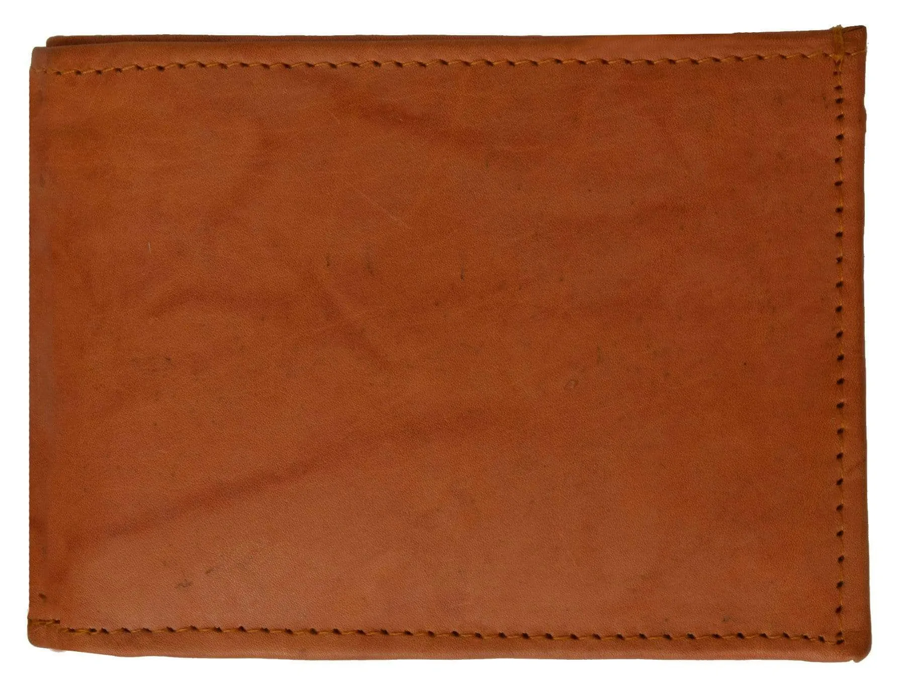 Genuine Leather Mens Bifold Wallet Button Snap Flap Out 1533 CF