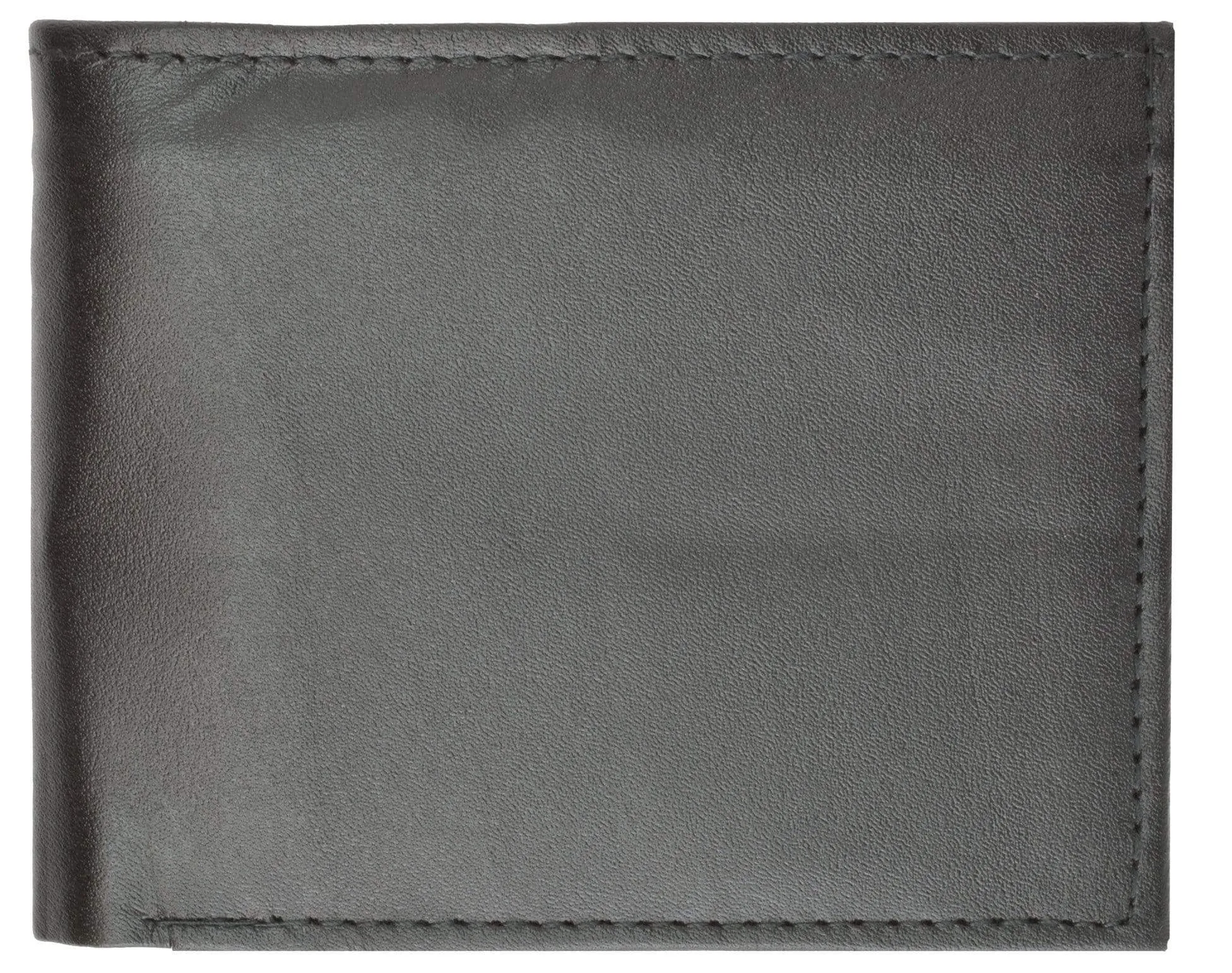 Genuine Leather Mens Bifold Wallet Button Snap Flap Out 1533 CF