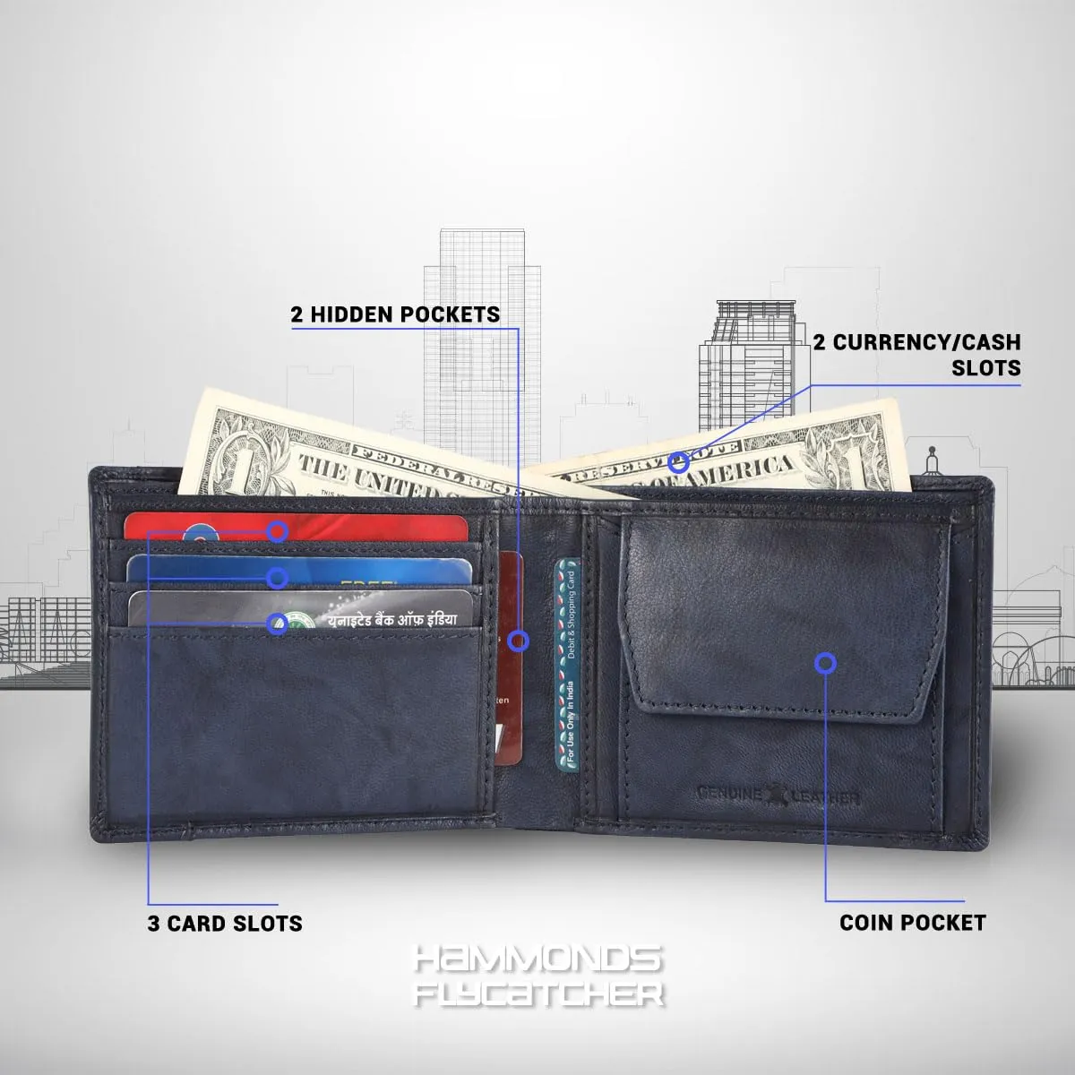 Genuine Leather Wallet for Men - RFID Protected Leather Men's Wallet with 6 ATM Credit/Debit Card Slots