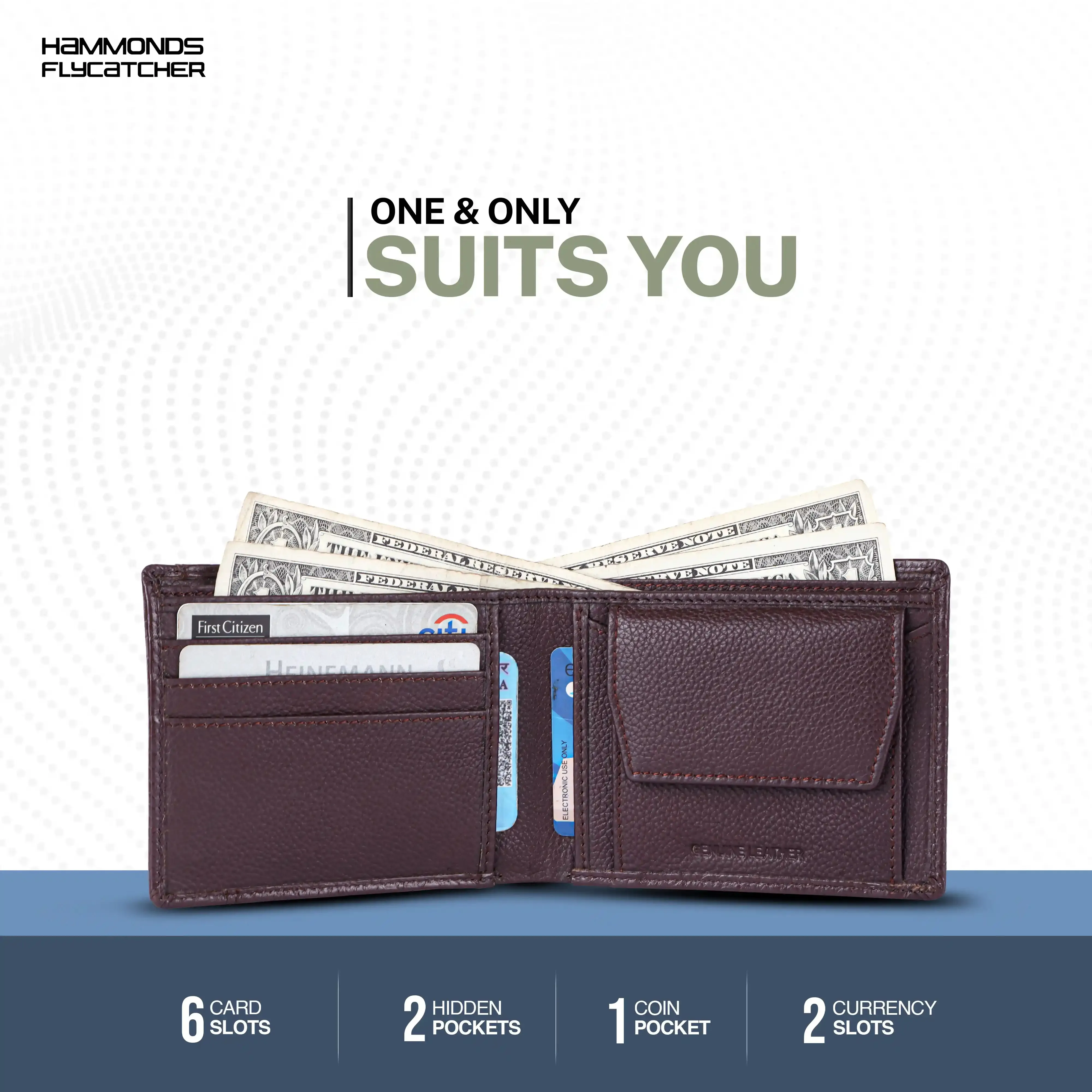 Genuine Leather Wallet for Men - RFID Protected Leather Men's Wallet with 6 ATM Credit/Debit Card Slots
