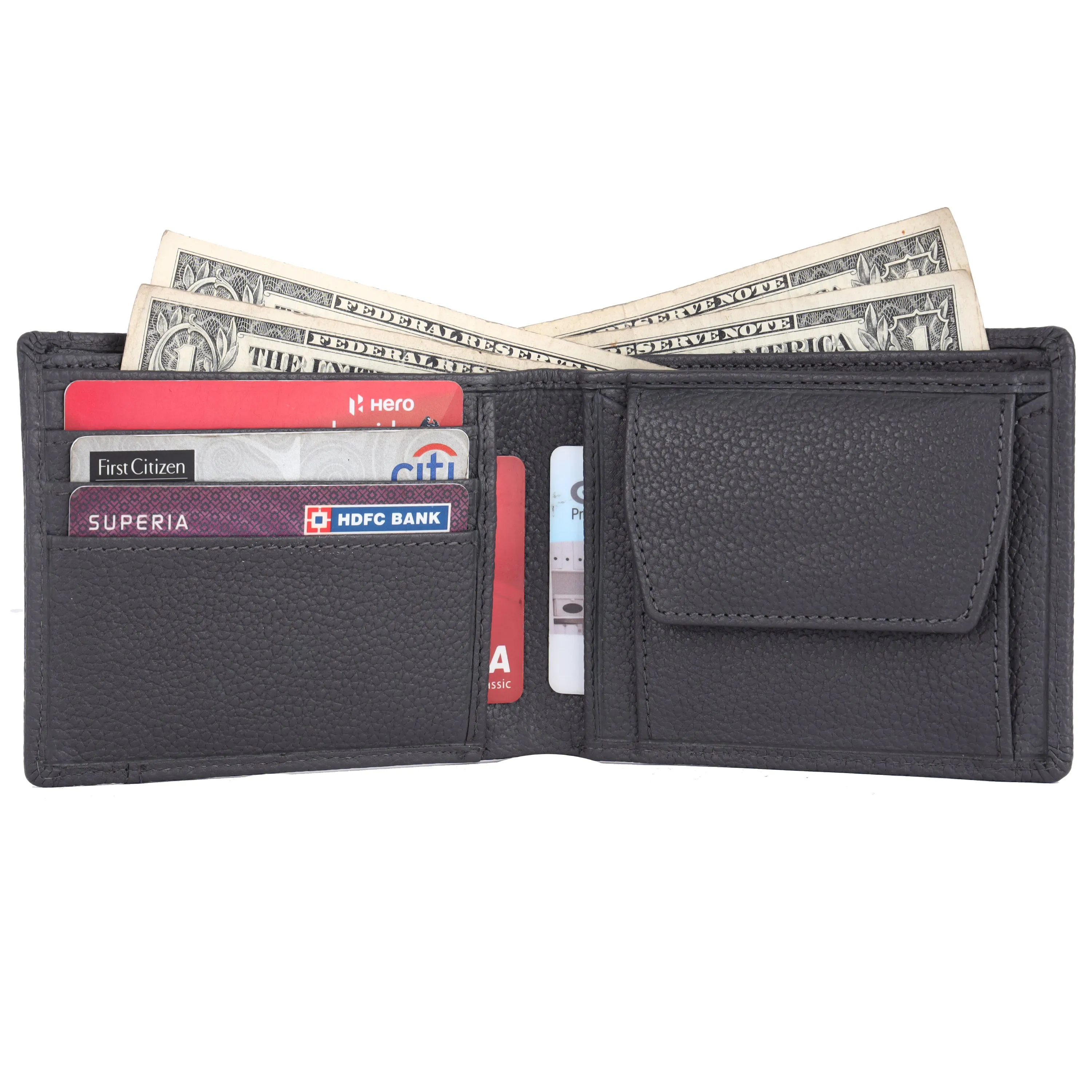 Genuine Leather Wallet for Men - RFID Protected Leather Men's Wallet with 6 ATM Credit/Debit Card Slots