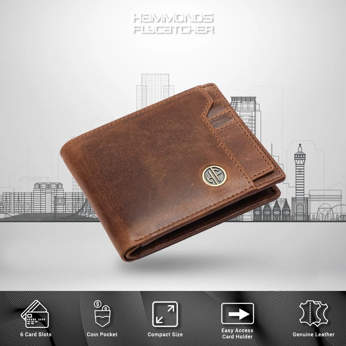 Genuine Leather Wallet for Men - RFID Protected Leather Men's Wallet with 6 ATM Credit/Debit Card Slots