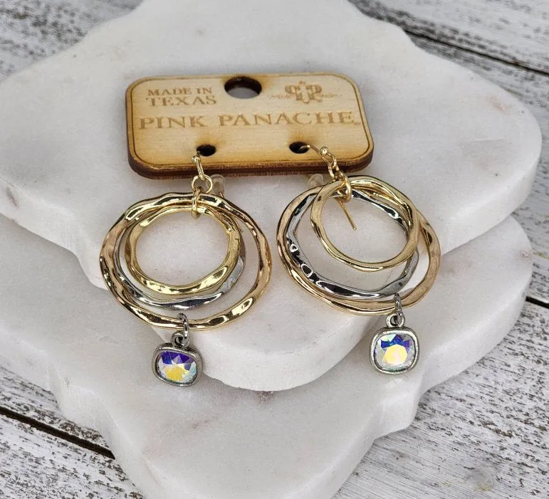 Gold/Silver with clear stone earrings
