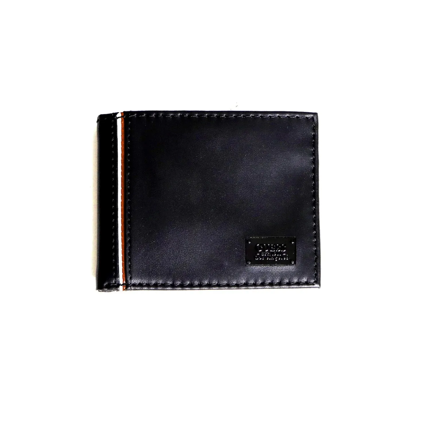GUESS MEN'S BLACK LEATHER WALLET WITH VALET ID BIFOLD PHOTO RFID STRIPE