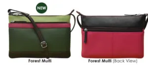 Handbag Double Zip Crossbody Bag Forest Leather RFID Blocking 6028