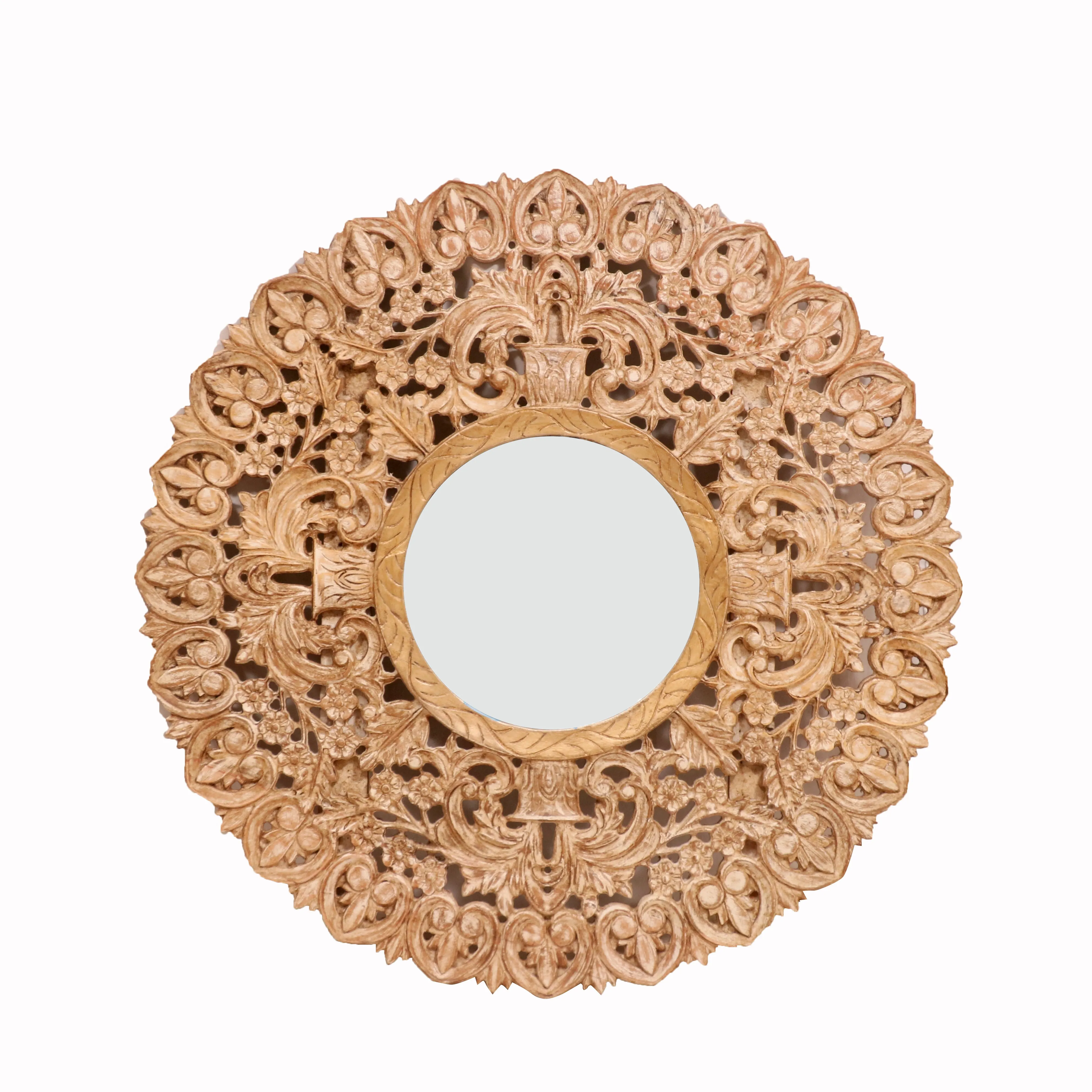 Intricate Carved Wooden Mirror